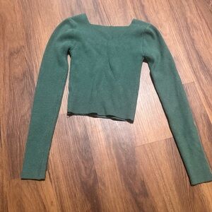 Green Long Sleeve Ribbed Top
